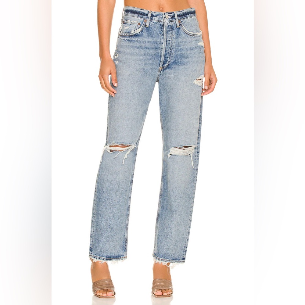 🩷 AGOLDE 90s mid rise loose distressed in Isolate straight leg 100% cotton🩷